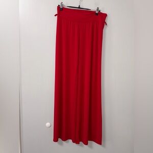 Arabella Red Wide Leg Pull On Vintage Pants Boho Y2K Mod M Paper Tag Stretchy